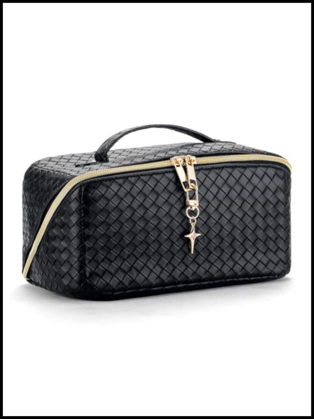 Waterproof Faux Leather Travel Flat Toiletry Bag Cosmetic Organizer Handle